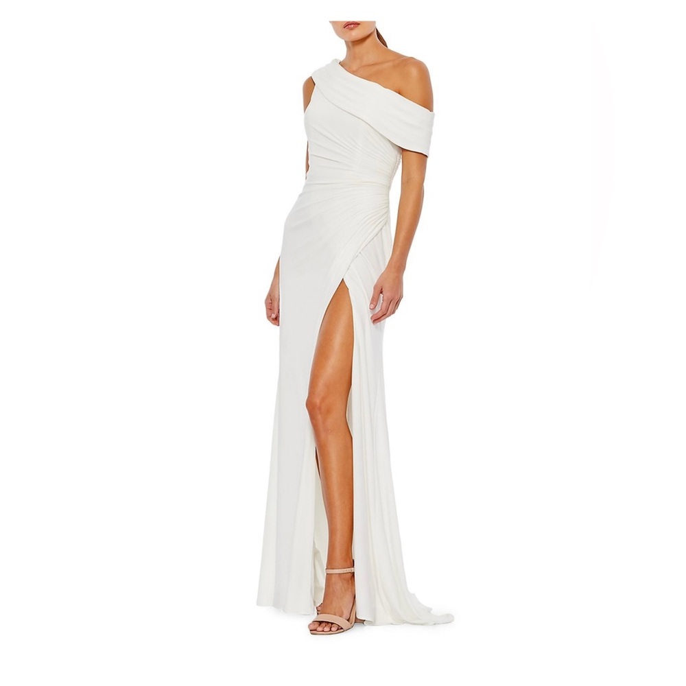 Mac duggal white off the shoulder dress
